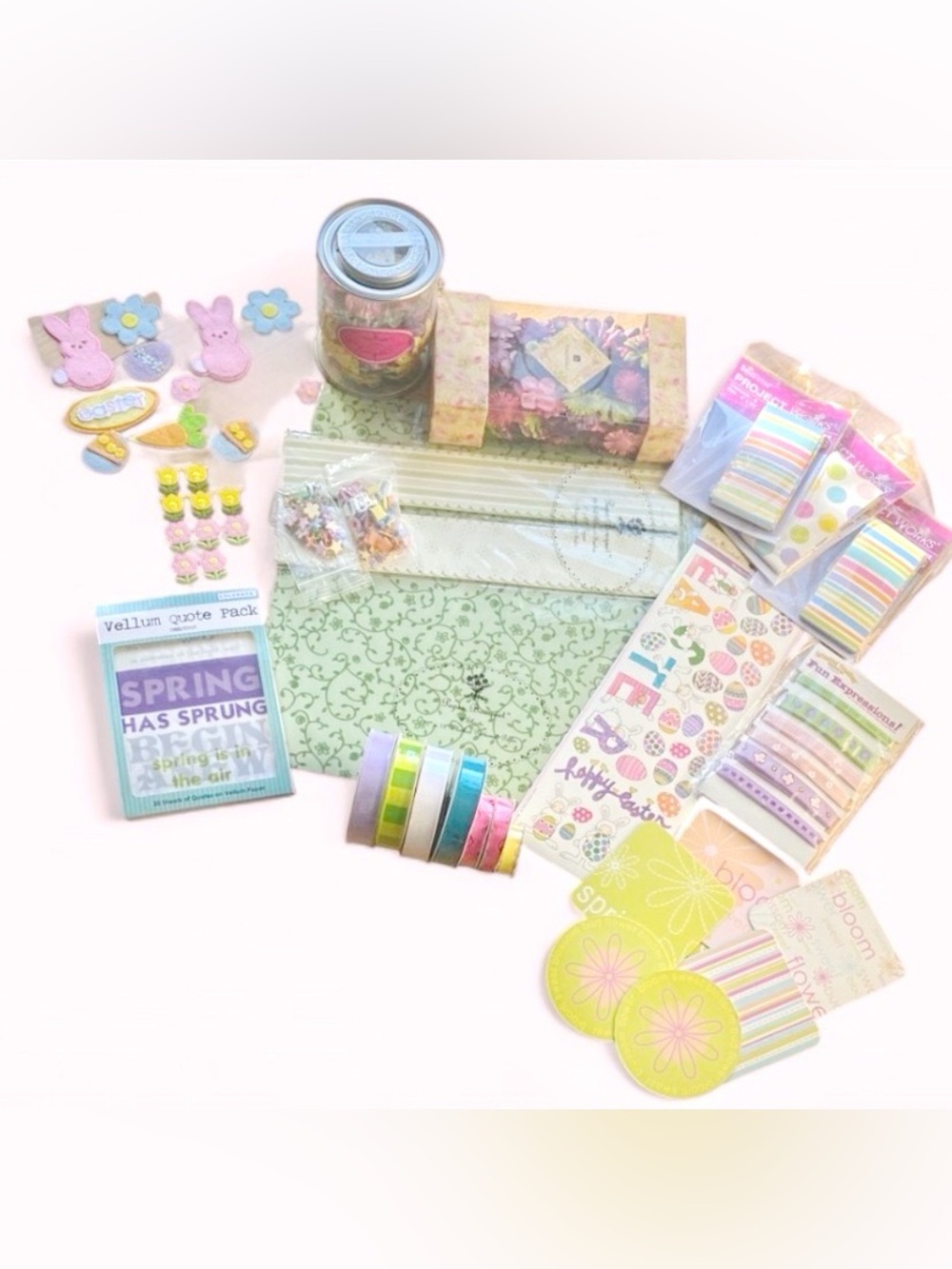 Easter Junk Journal Kit Spring Scrapbook Bundle Floral Vellum Sticker Set